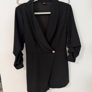 Elegant Black Blazer Romper